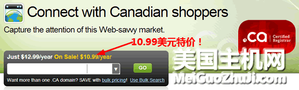 GoDaddy .CA域名优惠码：注册.CA域名仅10.99美元！