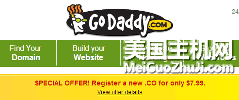 GoDaddy .CO域名优惠码：7.99美元注册.CO域名1年