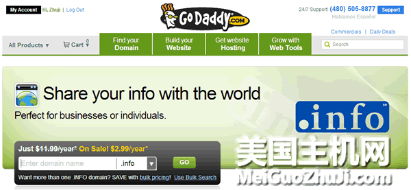 GoDaddy .INFO域名优惠码：2.99美元注册.INFO！